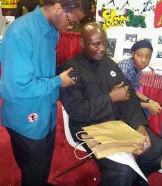 Khalid Muhammad being interviewed by Damian Gaillard